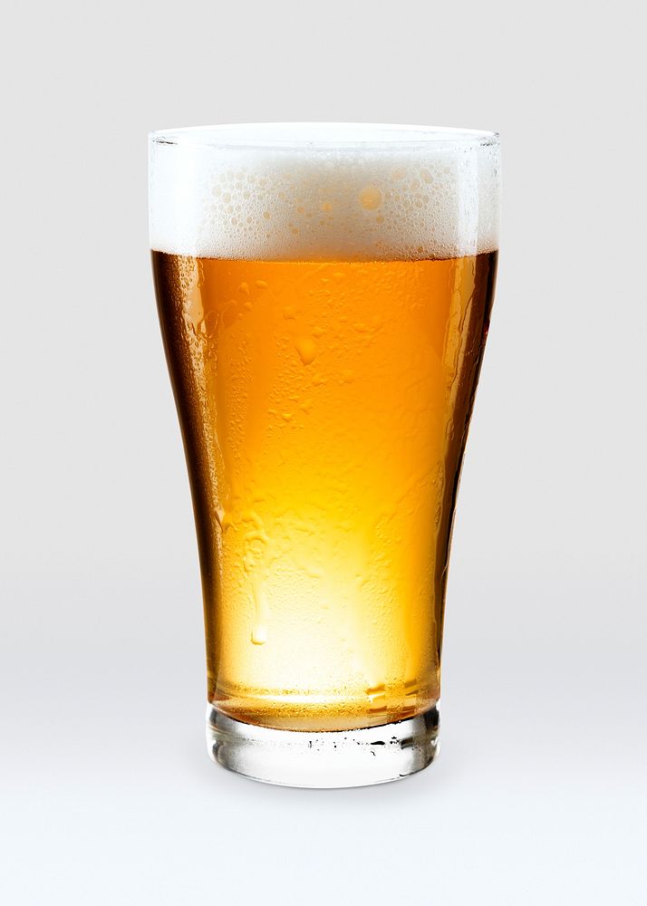 Pilsner beer pint product mockup on white background