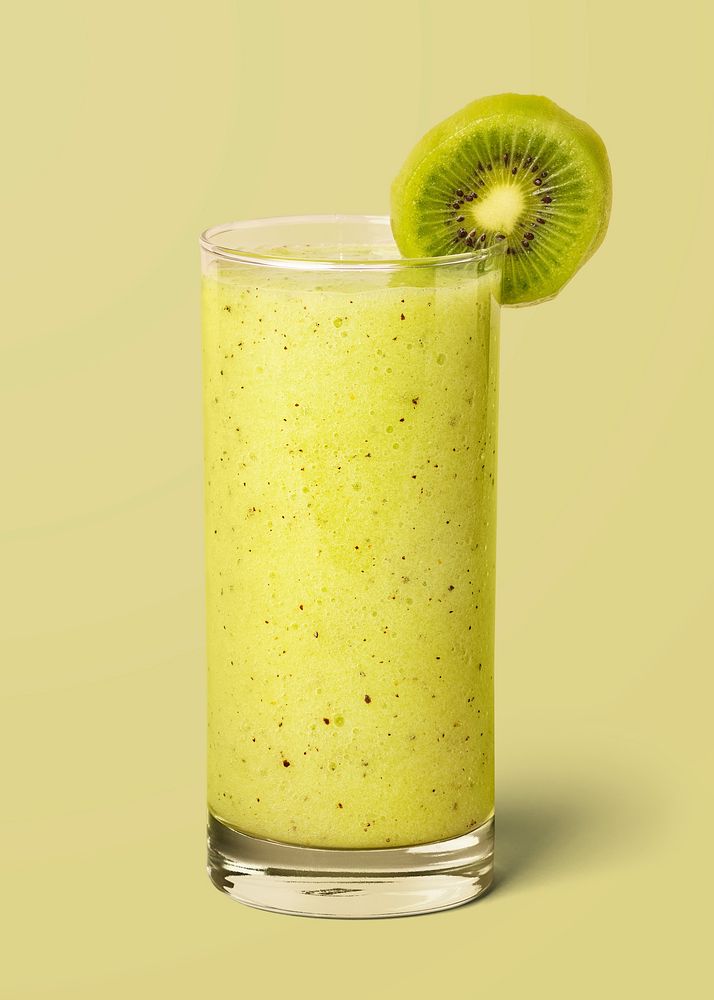 Fresh and healthy kiwi smoothie drink on background