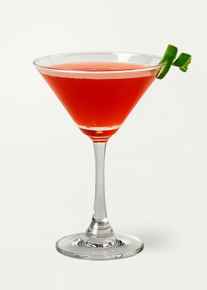 Classic Cosmopolitan with a lime peel on background