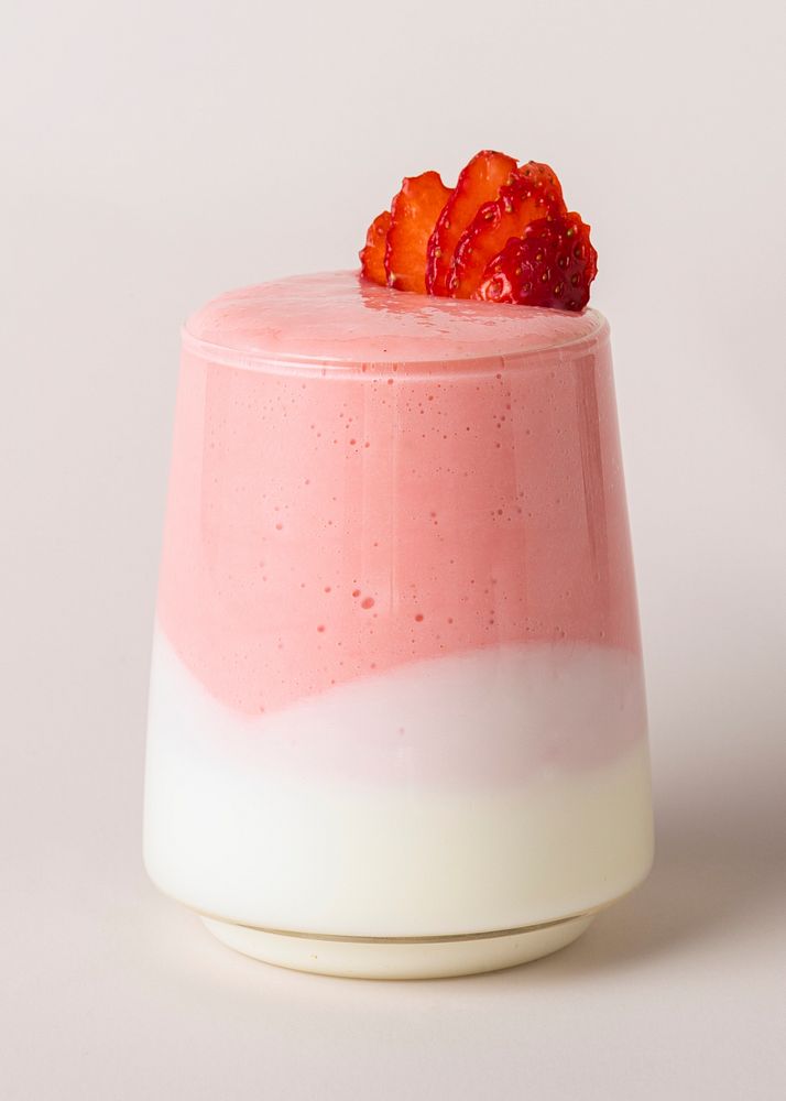 Layered strawberry and yogurt smoothie