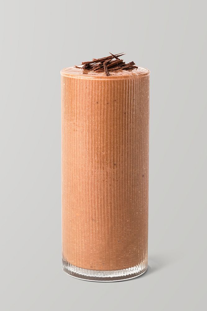 Shaved dark chocolate milkshake on background
