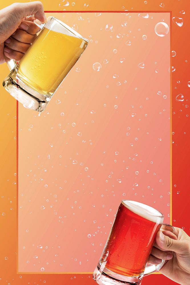Festive beer frame psd orange background