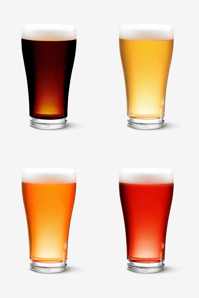 Mixed beer product mockup on white background