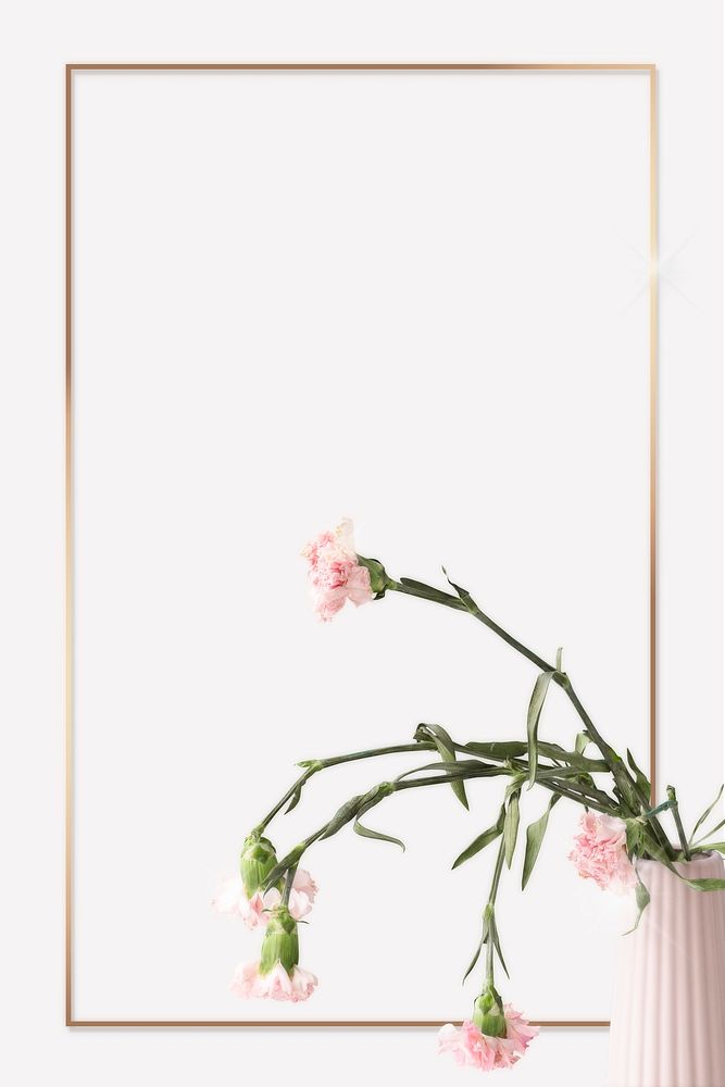 Withered pink carnation in a pink vase frame