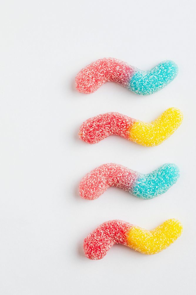 Colorful gummy worm candies