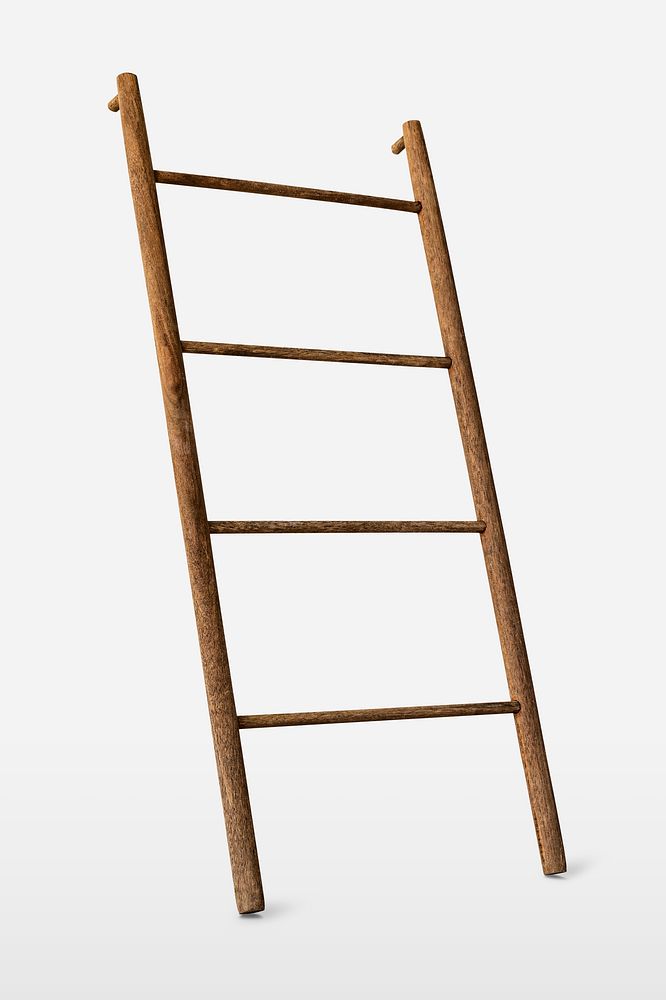 Wooden step ladder on white background