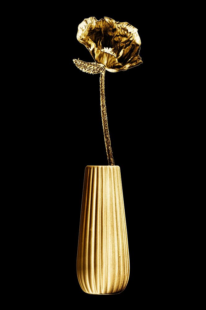 Gold flower in golden vase deisgn element