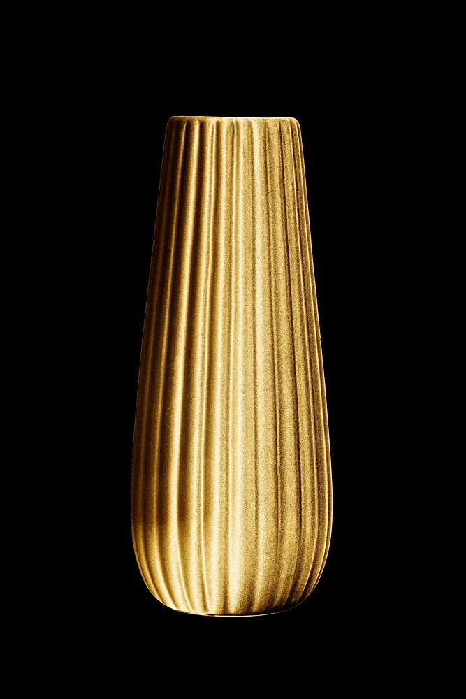 Modern gold vase on black background