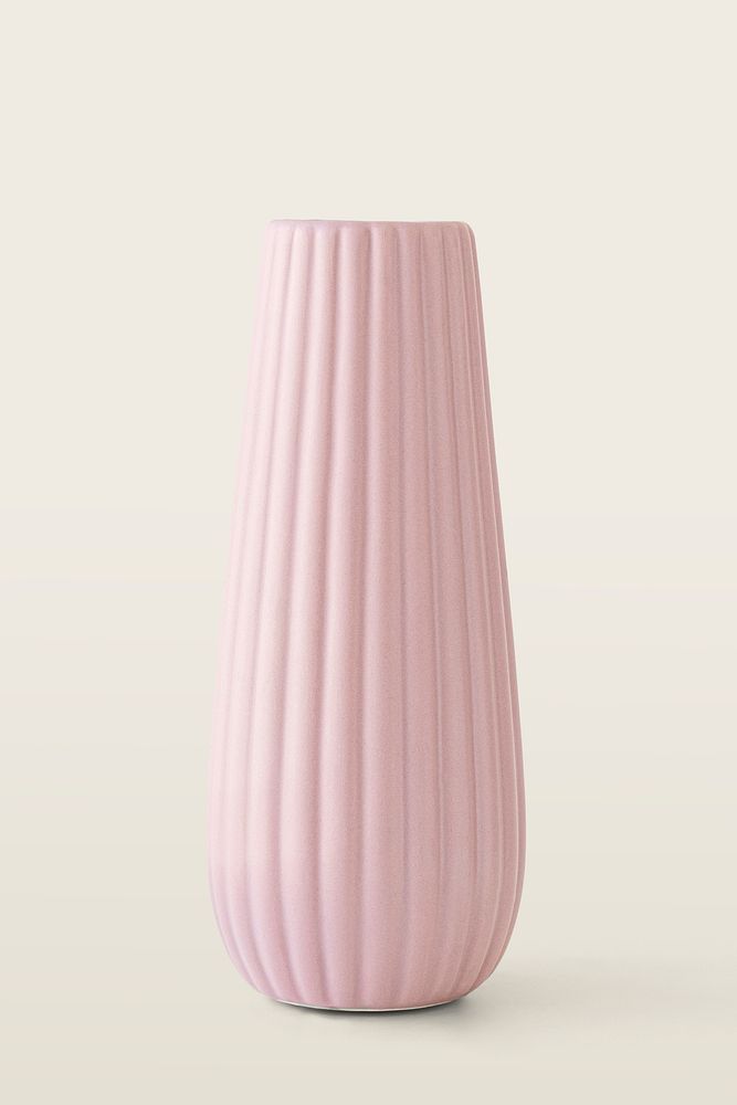 Modern pink vase on off white background