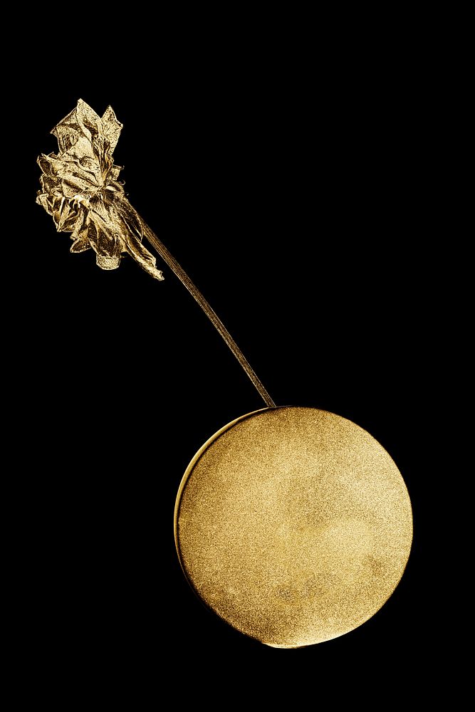 Gold flower in a golden vase design element