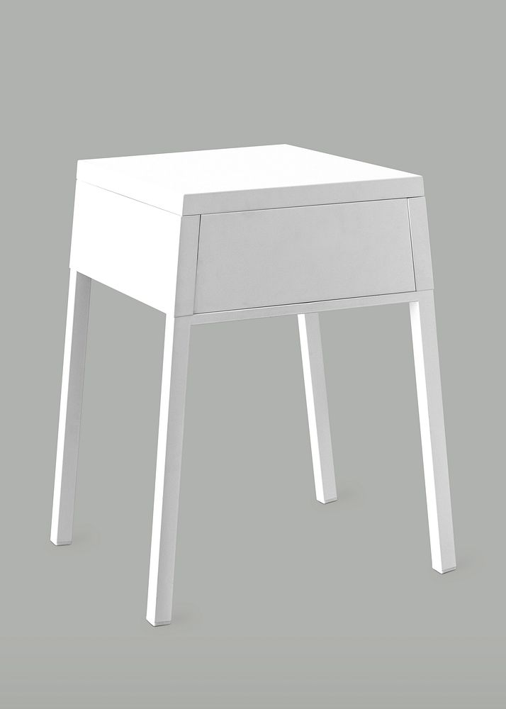White bedside table mockup design element