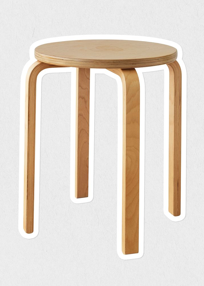 Round wooden stool sticker design element