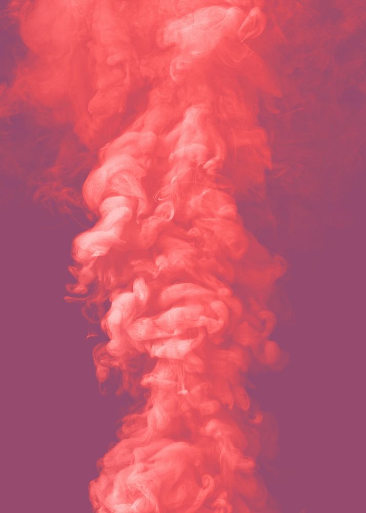 Coral red smoke effect design elementon a pink background