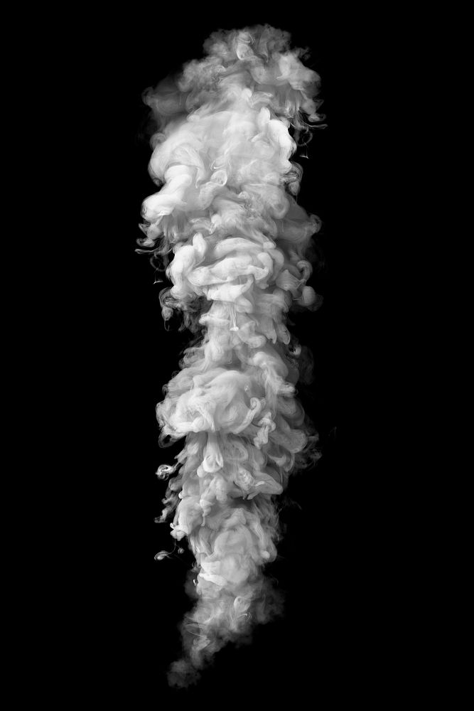 White smoke effect design element on a black background