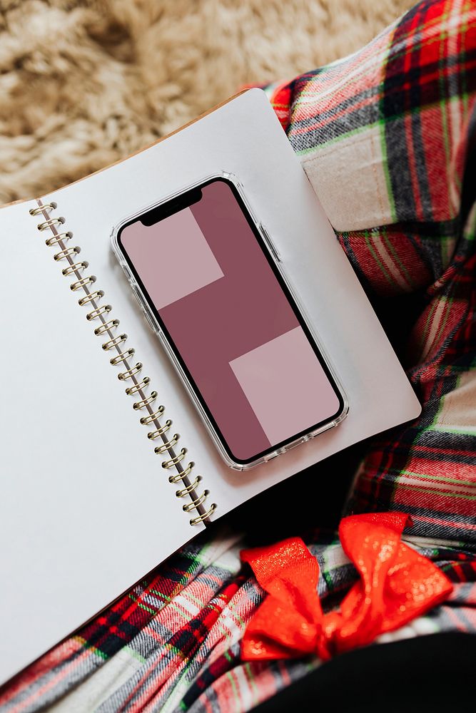 Smartphone screen on a notebook template