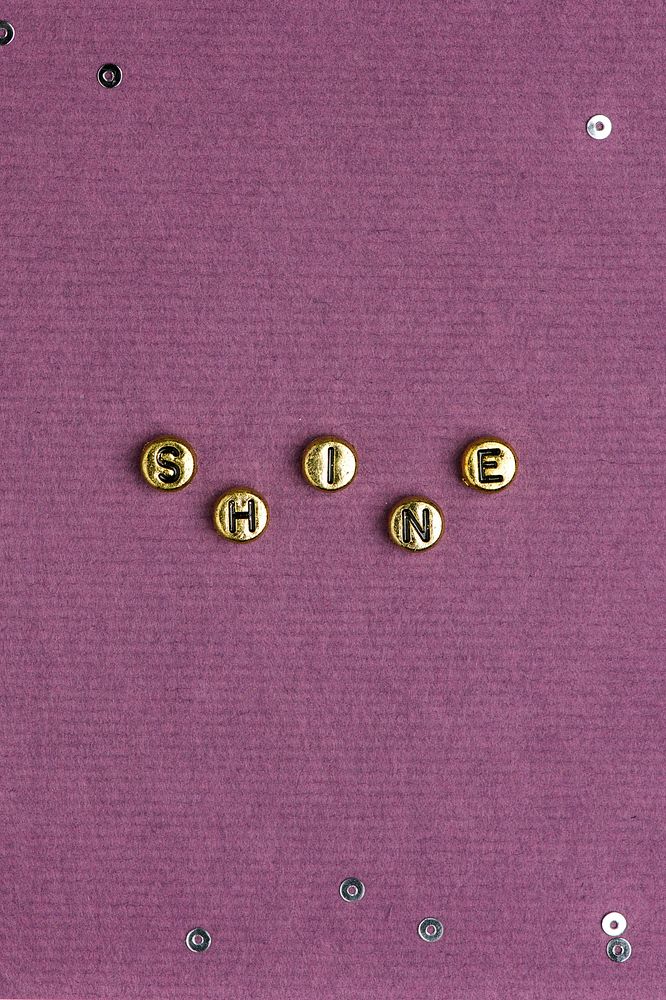 Shine word typography alphabet beads