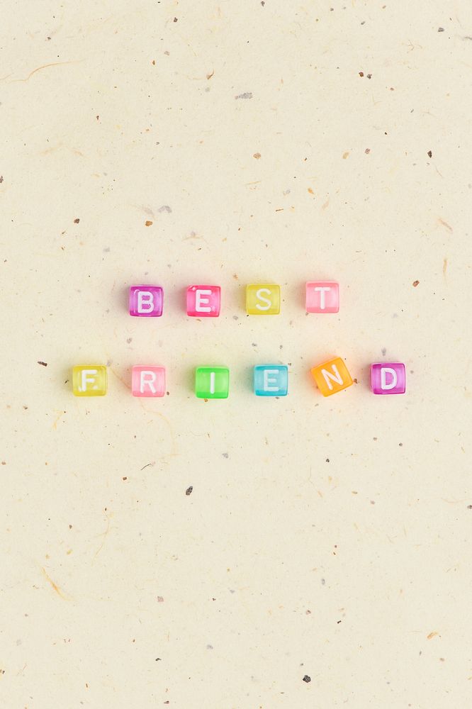 Best friend word typography alphabet beads