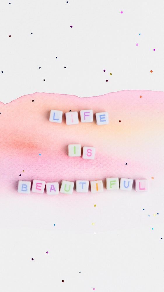 LIFE IS BEAUTIFUL beads word typography