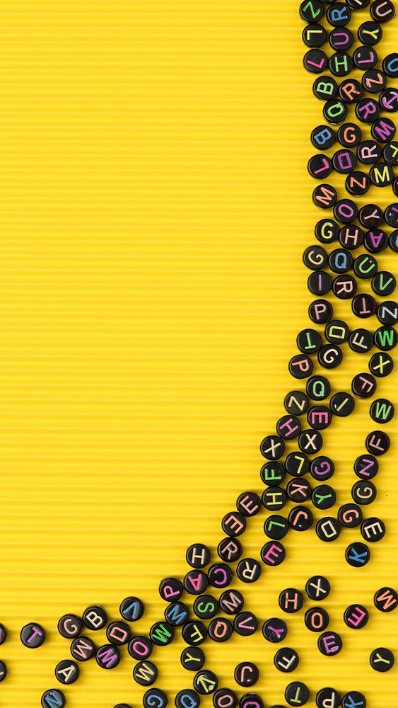 Black letter beads yellow phone wallpaper