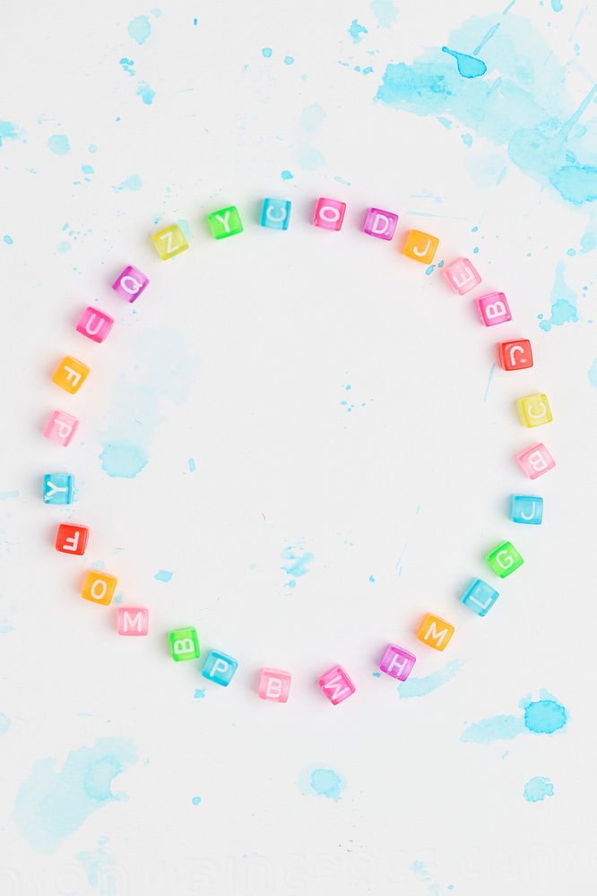 Colorful alphabet beads border frame 