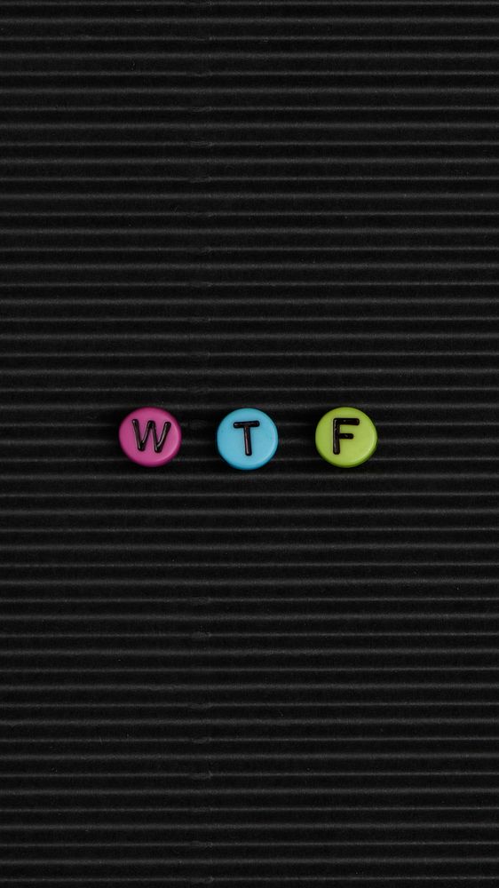 WTF beads message typography on black