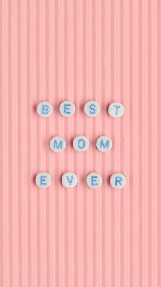 BEST MOM EVER beads text typography on pink