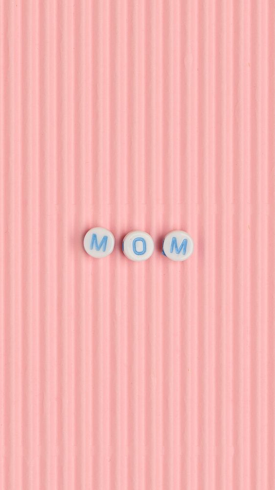 MOM beads word typography on pink
