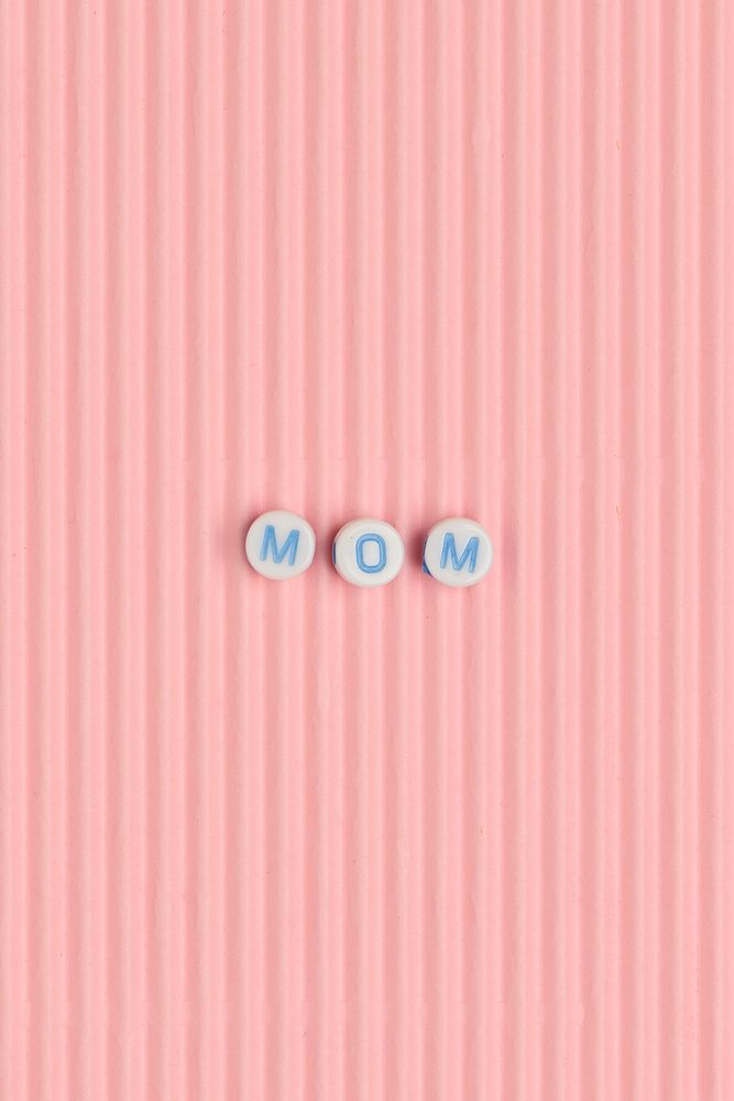 White MOM beads text typography