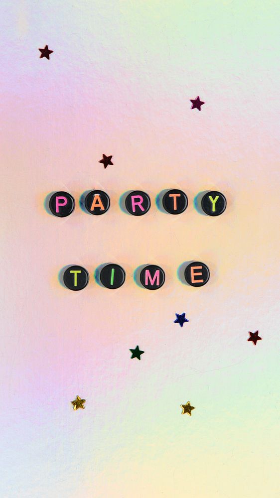 PARTY TIME beads word typography on pastel