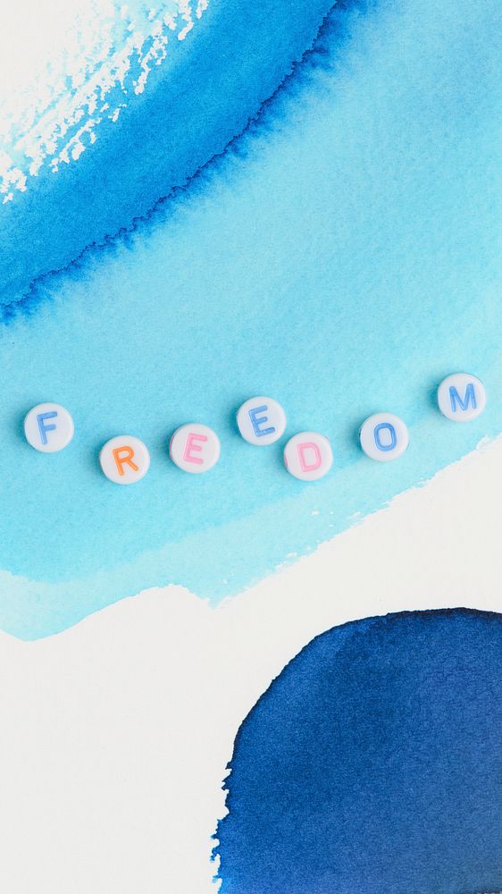 FREEDOM word typography alphabet beads