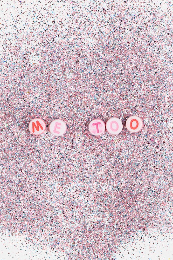 Round ME TOO beads lettering typography on glitter background