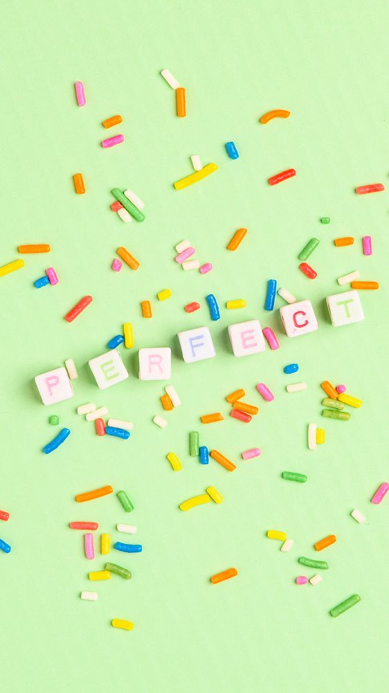 White PERFECT beads word typography