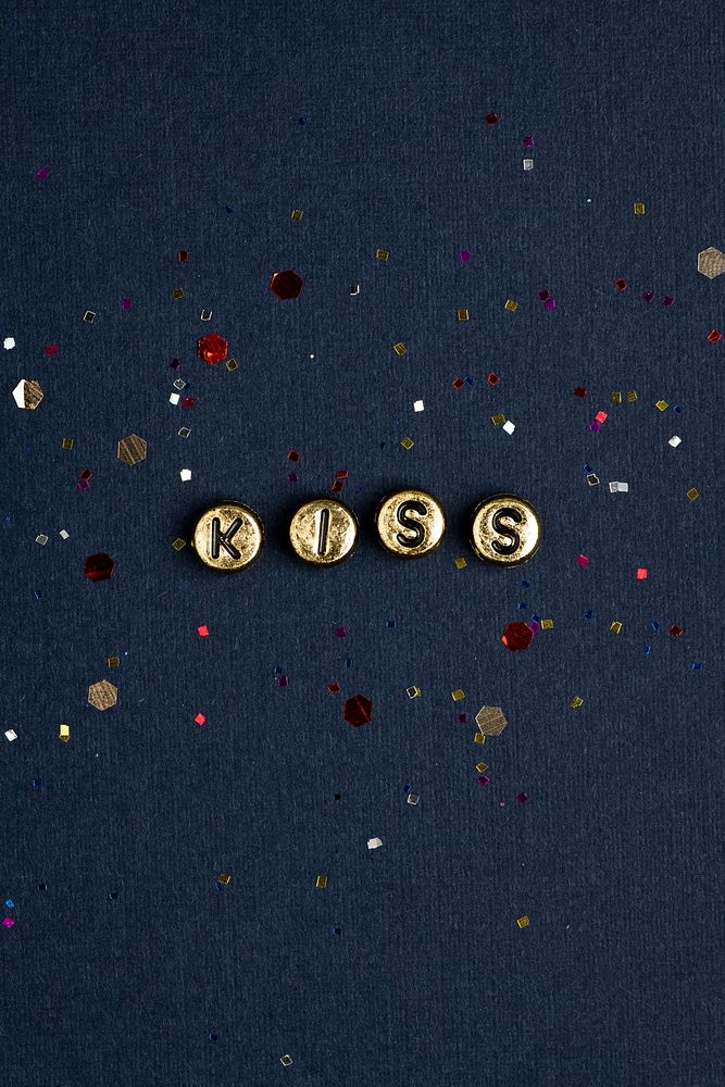 Kiss word typography alphabet beads