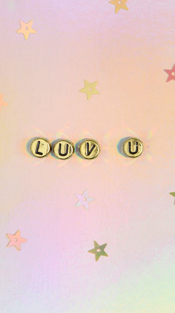 LUV U beads text typography