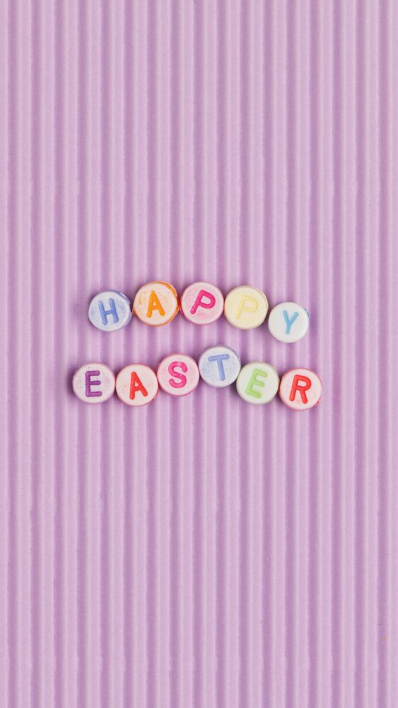 HAPPY EASTER beads text typography on purple