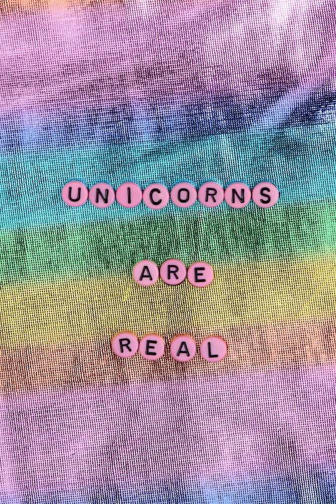UNICORNS ARE REAL beads word typography