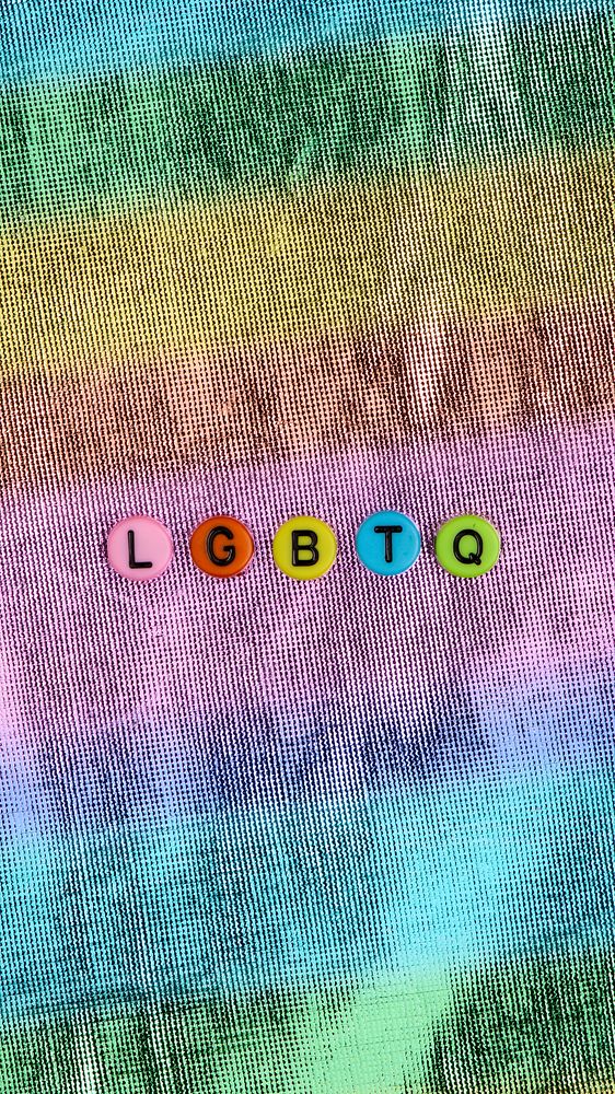 LGBTQ beads text typography on colorful background 
