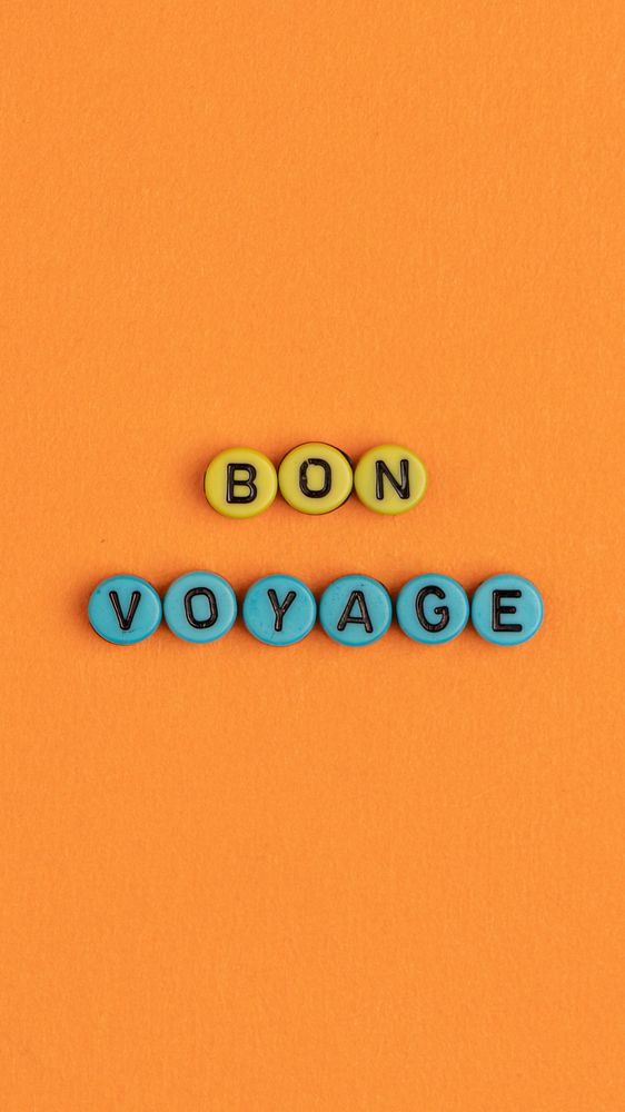 BON VOYAGE beads word typography on orange