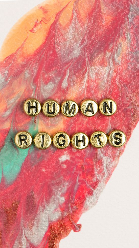 Gold human rights alphabet letter beads