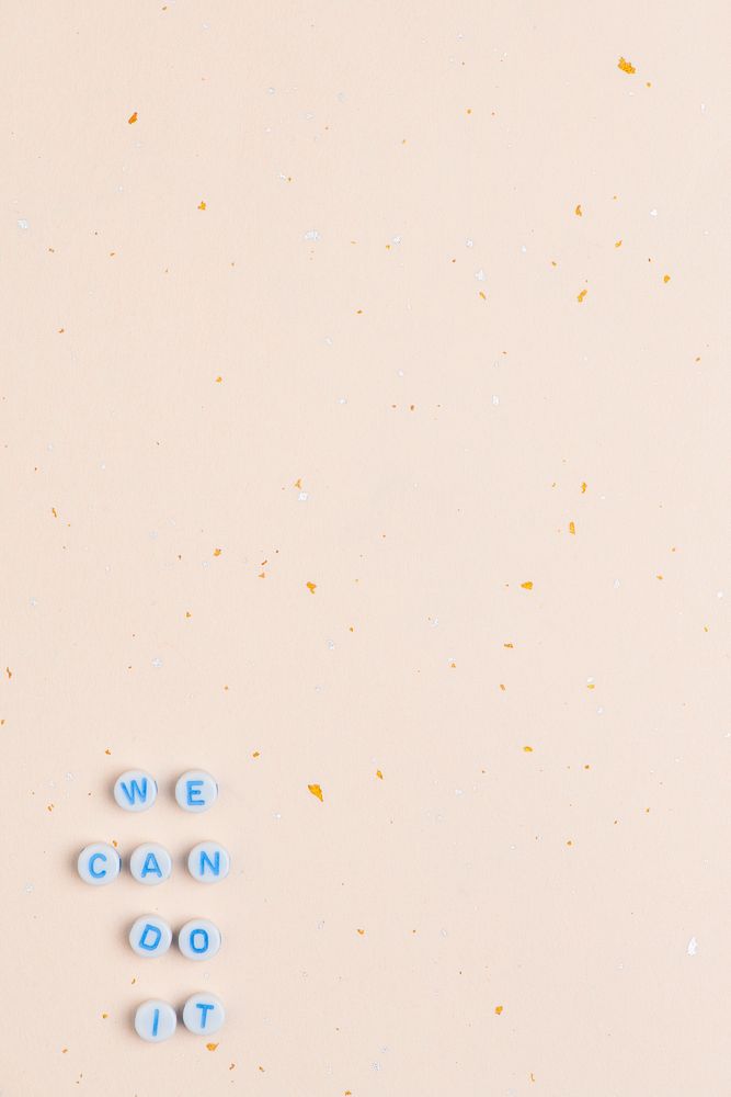 Blue WE CAN DO IT beads word typography