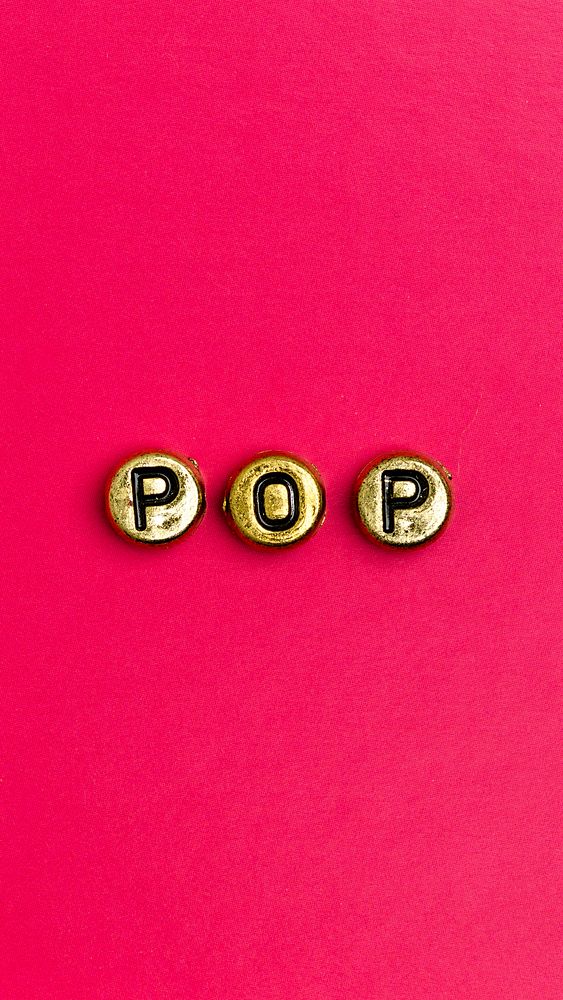 Gold pop word beads lettering typography 