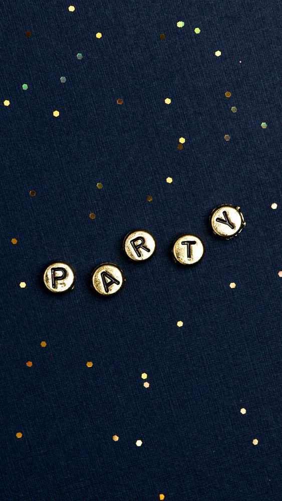 Gold PARTY beads message typography