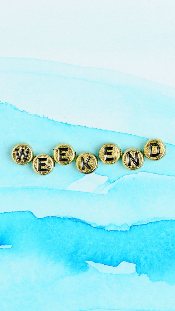 WEEKEND beads word typography on blue