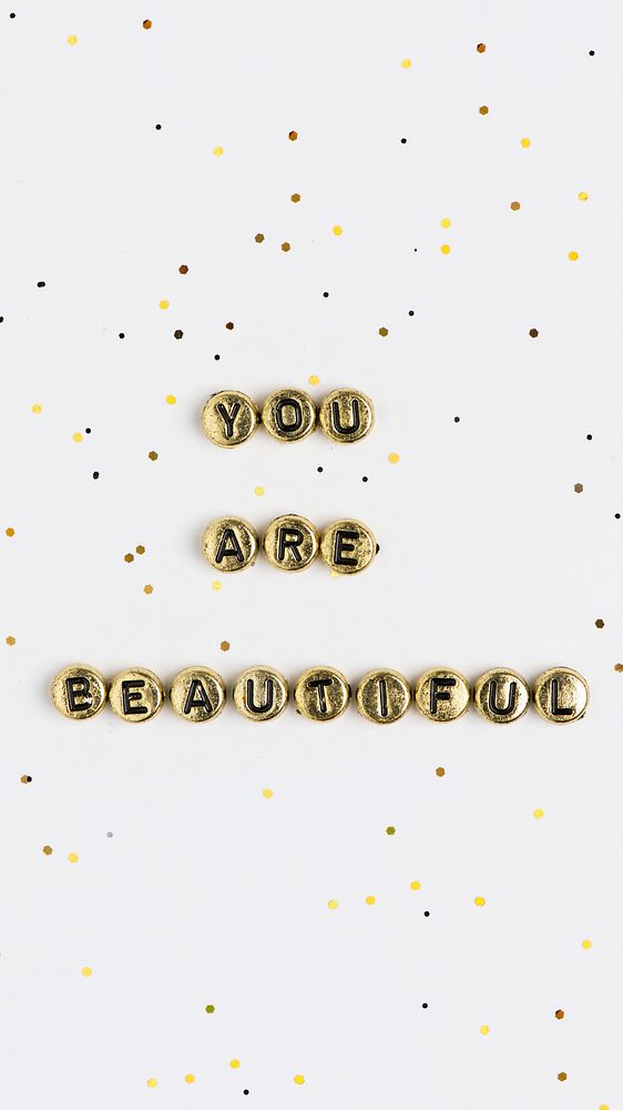 YOU ARE BEAUTIFUL beads text typography