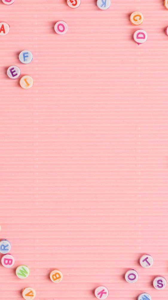 Letter beads border pink phone wallpaper