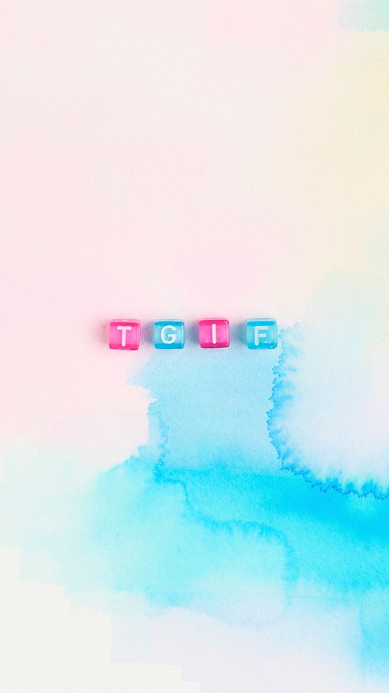 TGIF word beads alphabet purple background