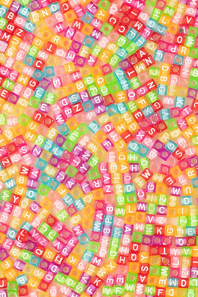 Colorful English letter beads background