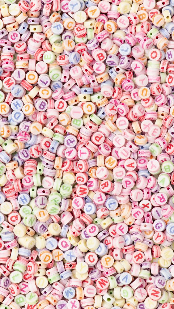 Pastel English letter beads phone background