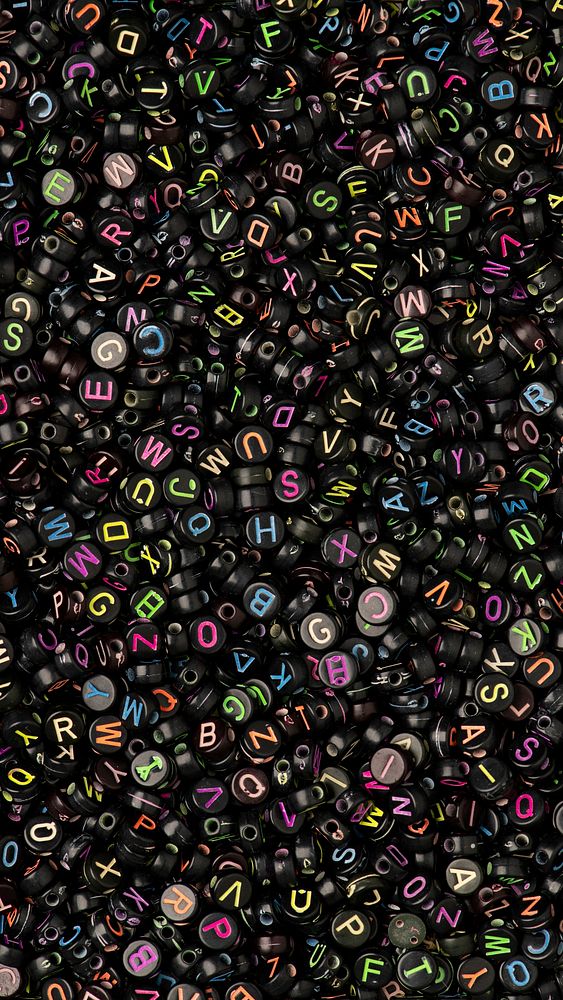Black English alphabet beads phone wallpaper