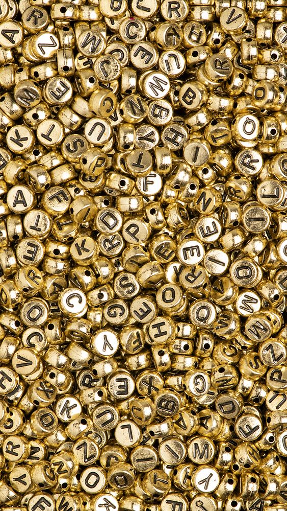 Gold English letter beads phone wallpaper background